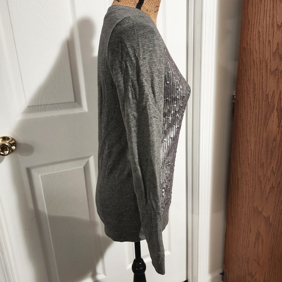 J. Crew Sequin Sweatshirt Sweater Top Grey Women's XXS 100% Cotton Sparkle New - Picture 5 of 13